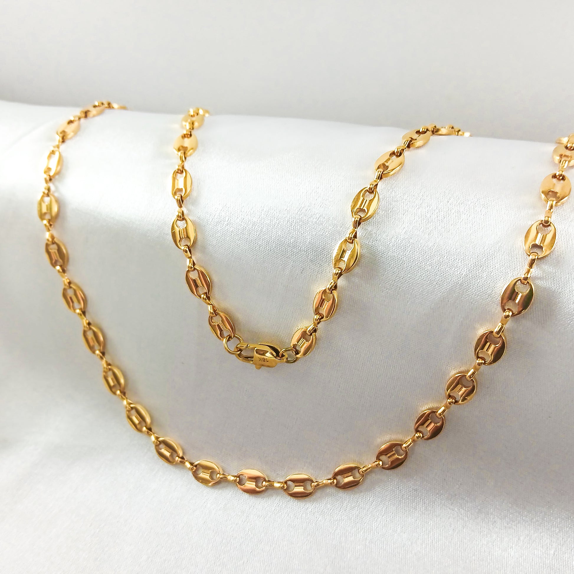 Cadena Grano de Cafe en Oro Laminado 18K Mujer