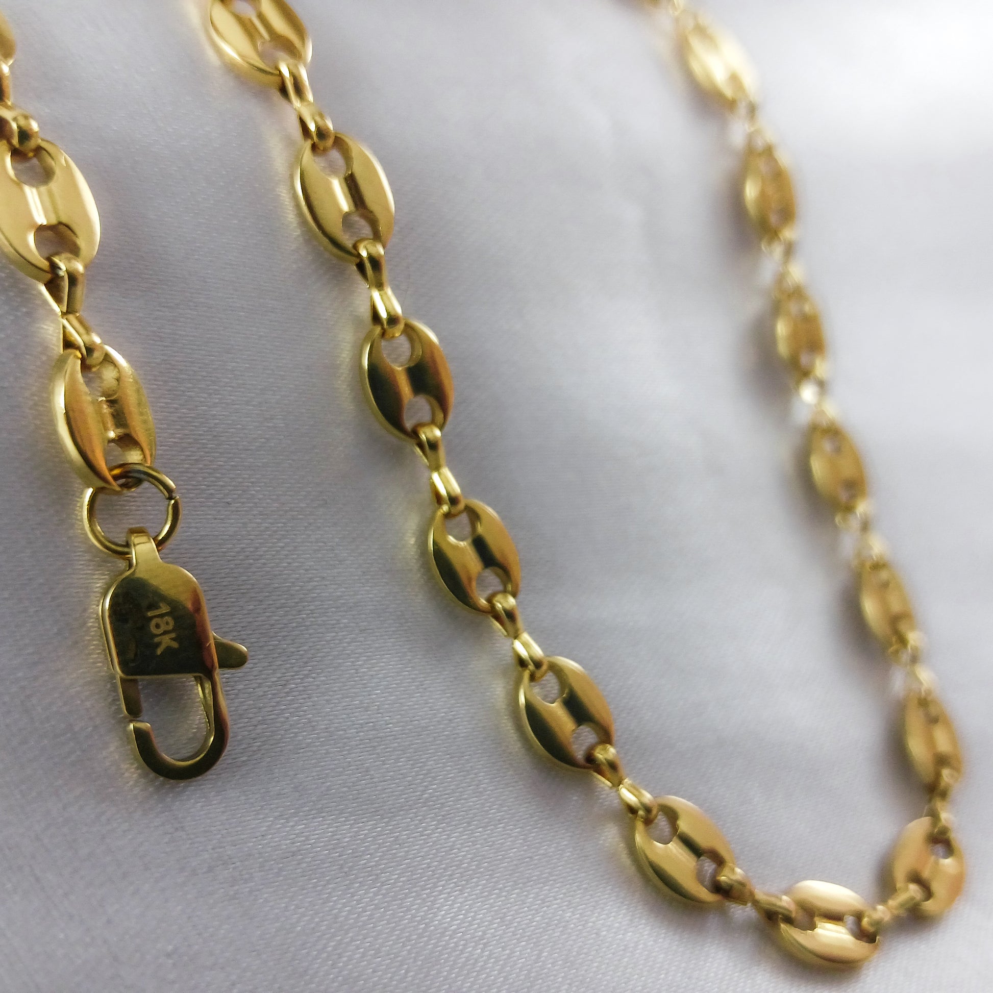 Cadena Grano de Cafe en Oro Laminado 18K Mujer