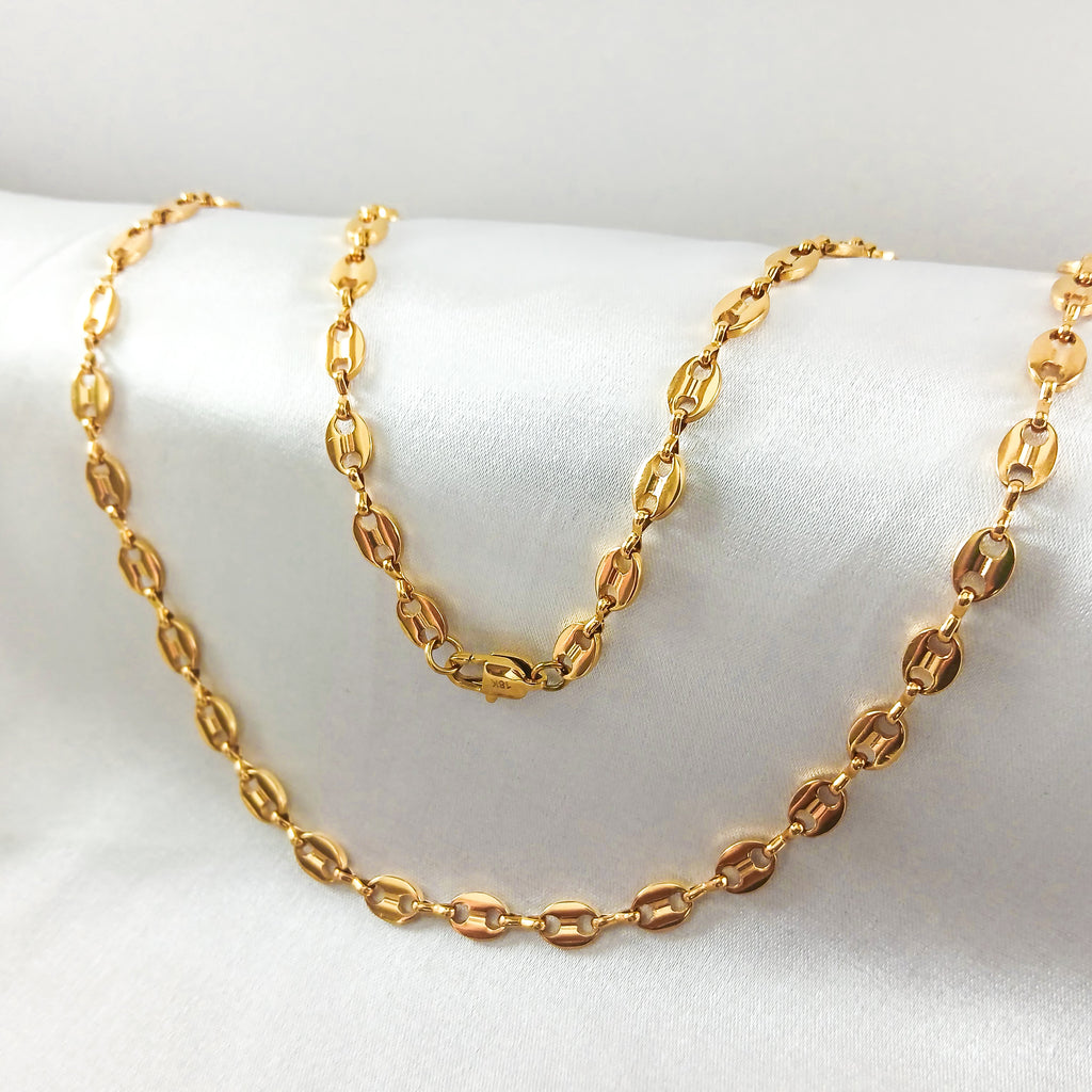 Cadena Grano de Cafe en Oro Laminado 18K Hombre