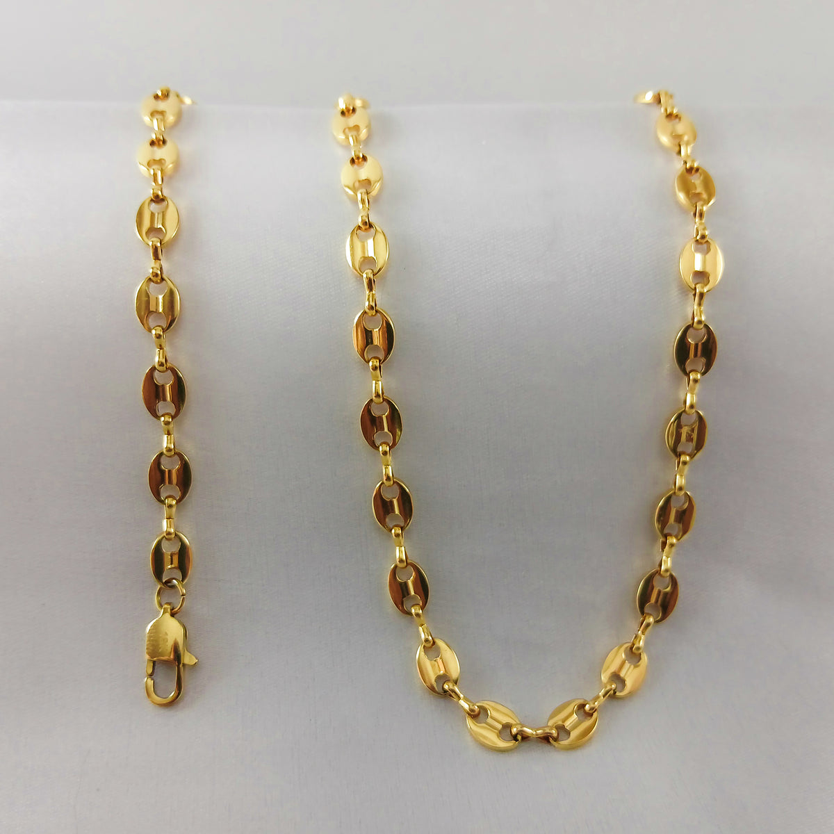 Cadena Grano de Cafe en Oro Laminado 18K Hombre