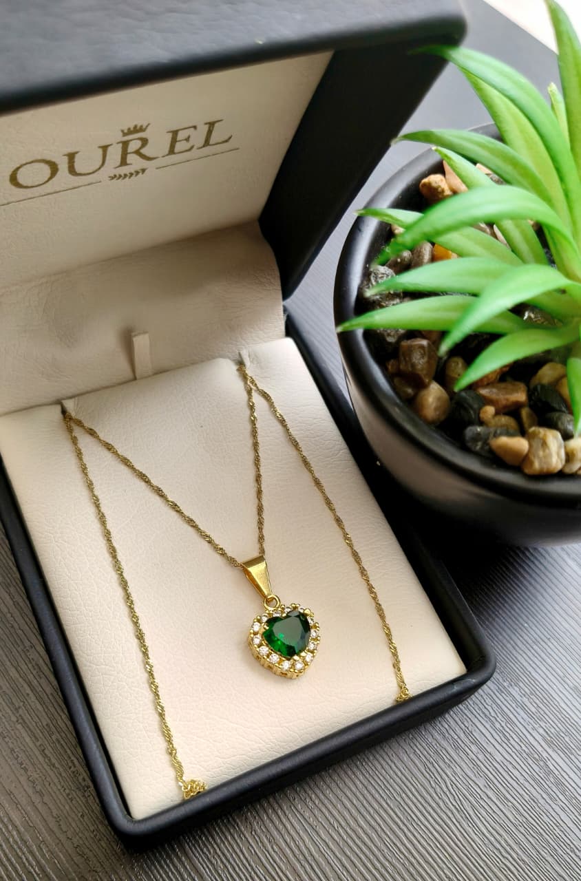 Cadena Singapur 45CM y dije Corazon Oro Laminado 18K