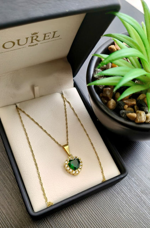 Cadena Singapur 45CM y dije Corazon Oro Laminado 18K