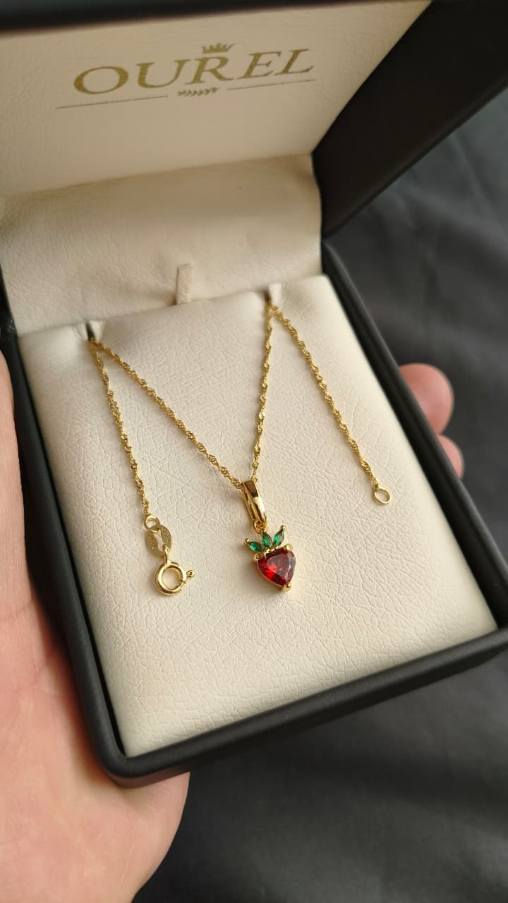 Cadena Singapur 45CM y dije Fresa Oro Laminado 18K