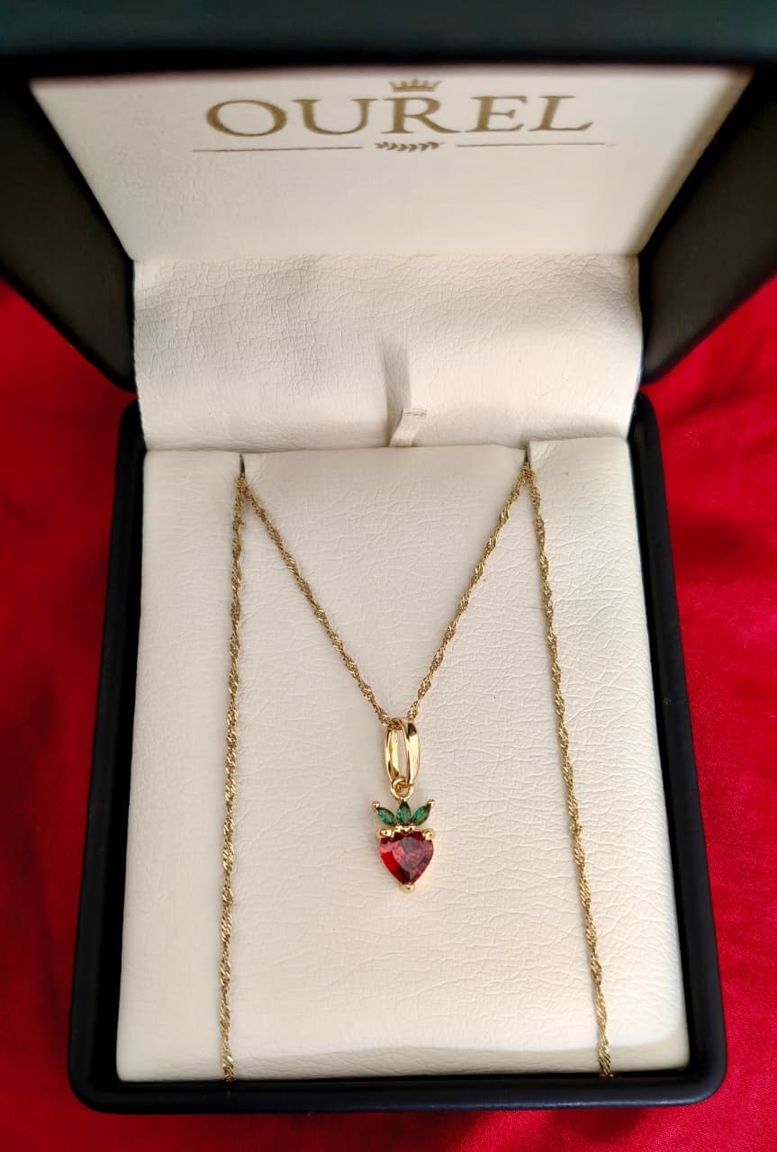 Cadena Singapur 45CM y dije Fresa Oro Laminado 18K