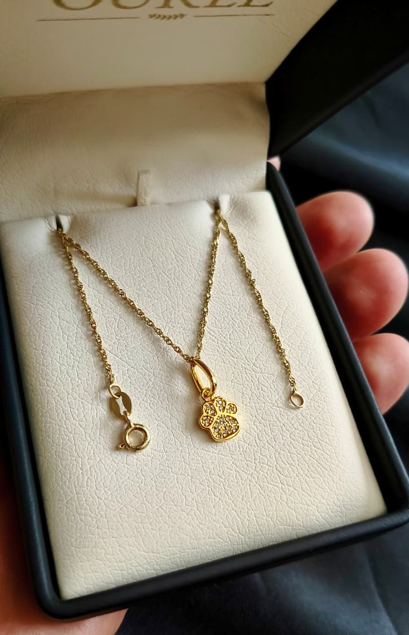 Cadena Singapur 45CM y dije Wuff Oro Laminado 18K